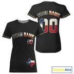 Custom Texas Flag Patriotic Baseball T-Shirt Baseball Patriotic Shirt