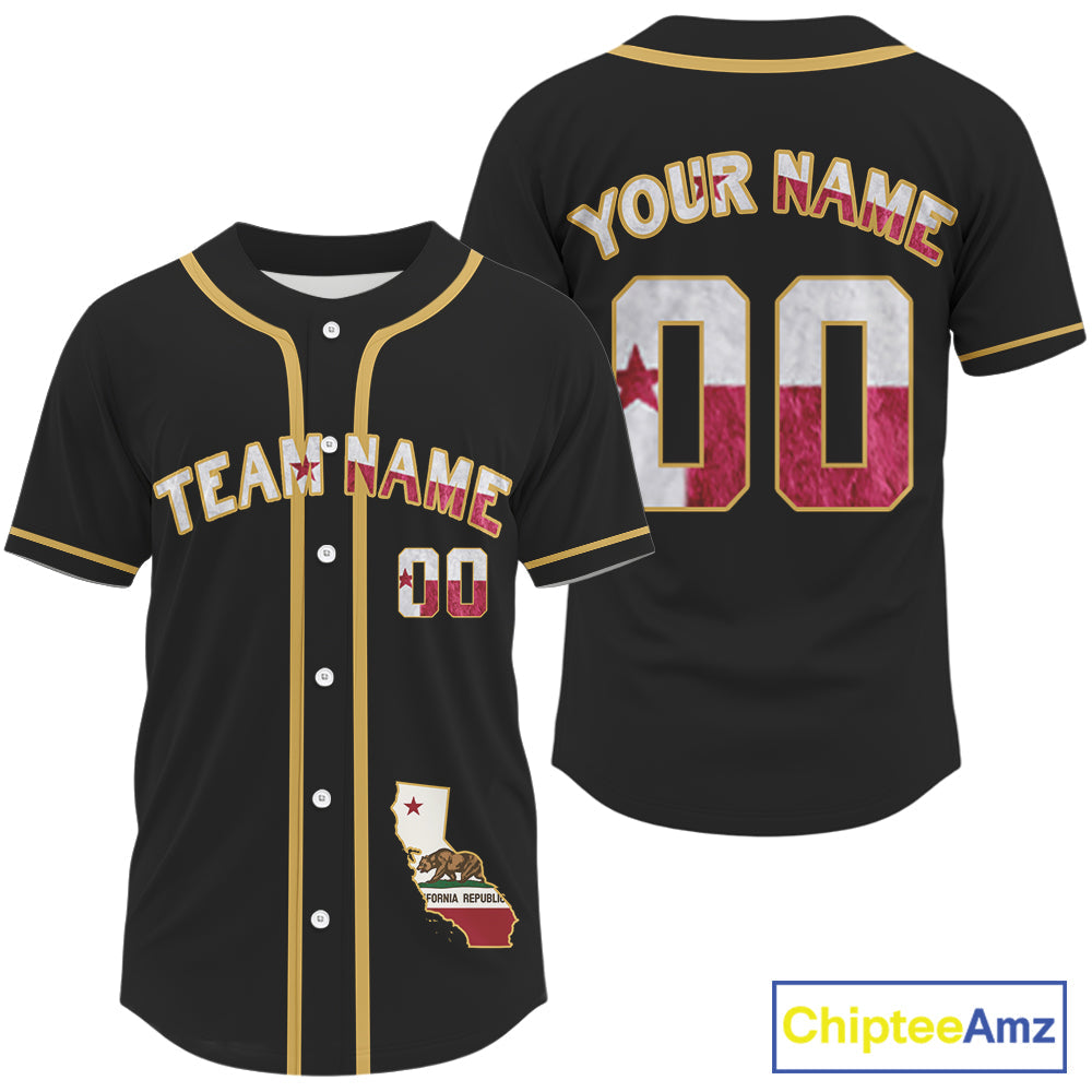 Custom California State Flag Patriotic Baseball Jersey Baseball Patriotic Shirt