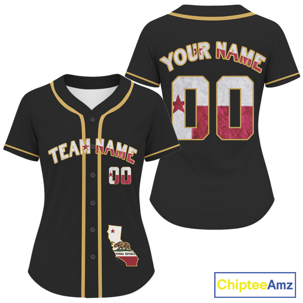Custom California State Flag Patriotic Baseball Jersey Baseball Patriotic Shirt