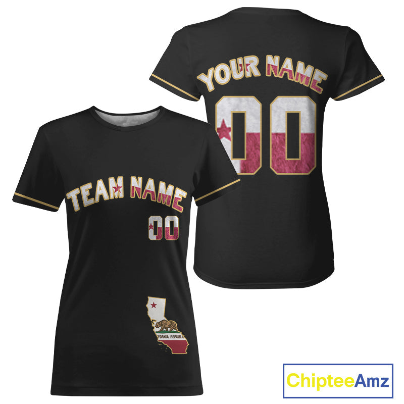 Custom California State Flag Patriotic Baseball T-Shirt Baseball Patriotic Shirt