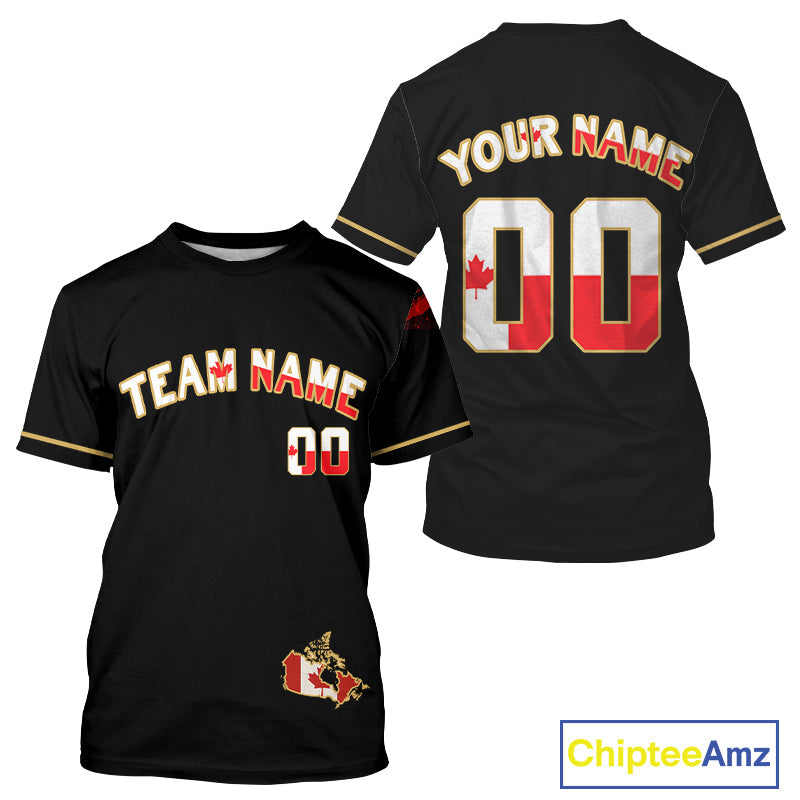 Custom Canada Flag Patriotic Baseball T-Shirt Baseball Patriotic Shirt