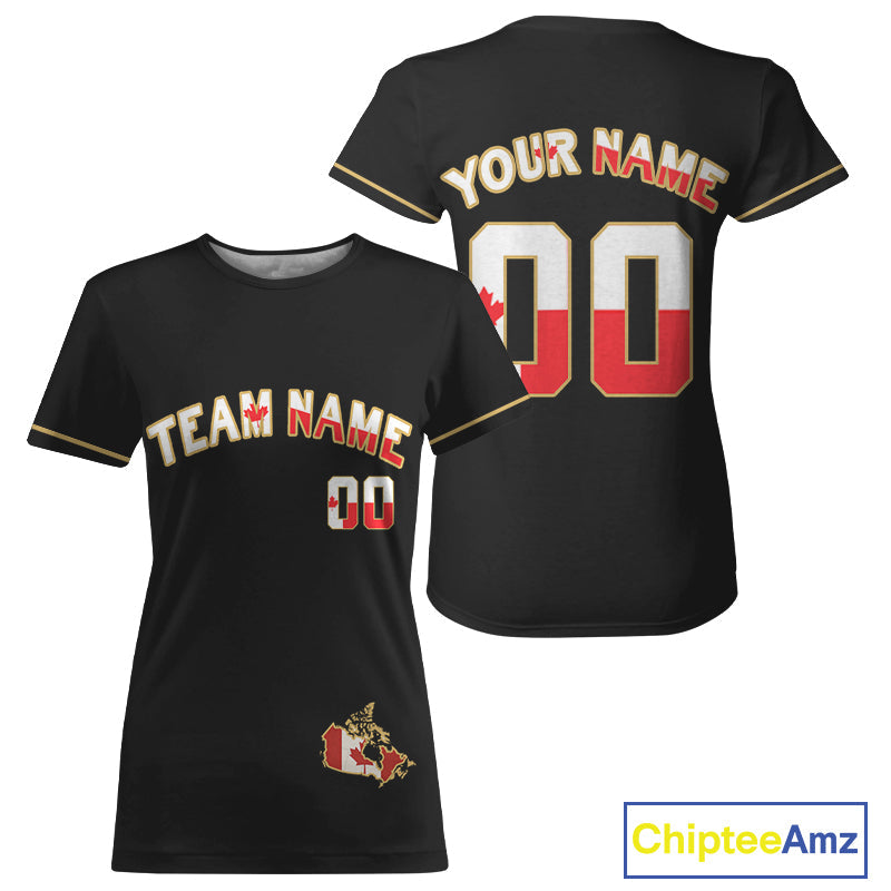 Custom Canada Flag Patriotic Baseball T-Shirt Baseball Patriotic Shirt