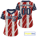 Custom Red And Blue USA Flag Baseball Shirt Patriotic Baseball Jersey