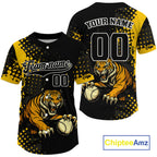 Custom Black And Yellow Tiger Baseball Ball Jerseys Baseball Tournament Jersey