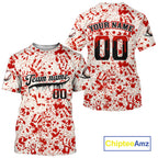 Custom Red Blood Halloween Baseball Shirt Creepy Baseball Tournament Jerseys