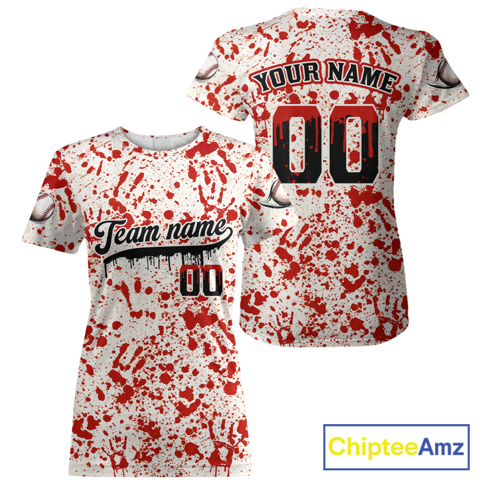 Custom Red Blood Halloween Baseball Shirt Creepy Baseball Tournament Jerseys