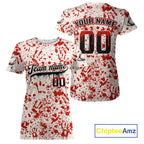 Custom Red Blood Halloween Baseball Shirt Creepy Baseball Tournament Jerseys