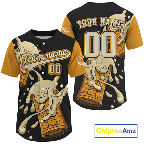 Funny Button Up Baseball Jersey Custom Cheer Beers Baseball Fans Shirt