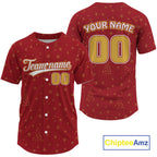 Custom Red Snowflake Xmas Baseball Jersey Merry Christmas Baseball Shirt