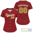 Custom Red Snowflake Xmas Baseball Jersey Merry Christmas Baseball Shirt