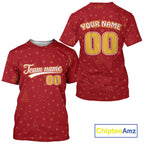 Custom Red Snowflake Xmas Baseball T-Shirt Merry Christmas Baseball Shirt
