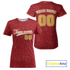 Custom Red Snowflake Xmas Baseball T-Shirt Merry Christmas Baseball Shirt