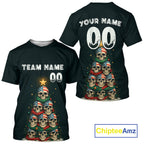 Custom US Flag Skull Christmas Baseball T-Shirt Funny Skull Xmas Baseball Jerseys