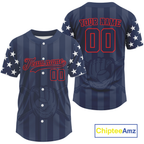 Custom Dark Blue And Red Baseball Shirt Personalized Patriotic Baseball Jersey