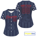 Custom Dark Blue And Red Baseball Shirt Personalized Patriotic Baseball Jersey