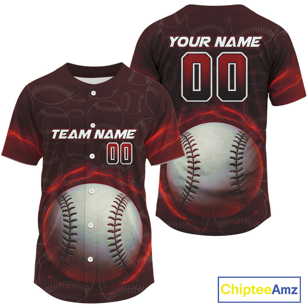 Custom Red - Black Lightning Baseball Ball Jersey, Outfits Baseball Jersey For Newborns