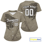 Custom US Flag Patriotic Baseball Shirt Outfit Brown Grunge Baseball Jerseys