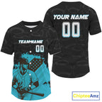 Turquoise 's Patriotic Baseball Jersey Custom US Flag Plays Baseball, Baseball Team