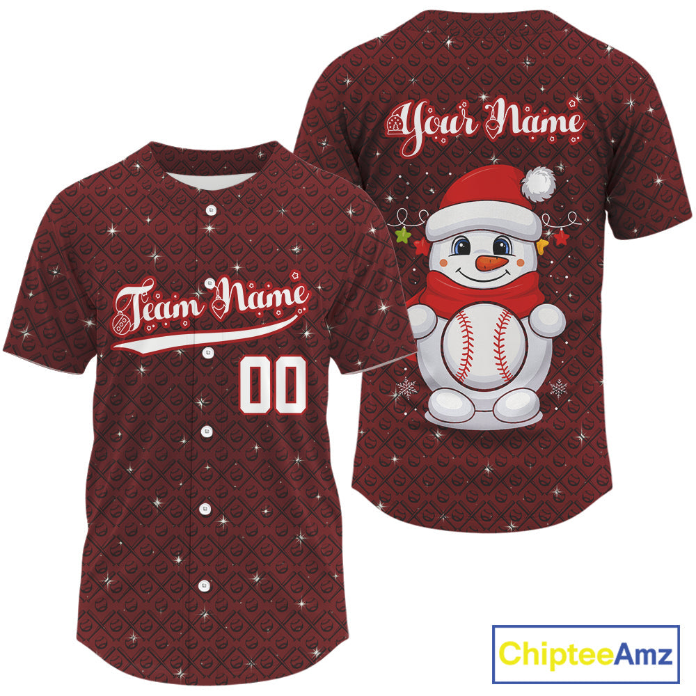 Custom Snowman Merry Christmas Baseball Jerseys Xmas Baseball Jerseys