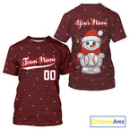 Custom Snowman Merry Christmas Baseball T-Shirt Xmas Baseball Jerseys
