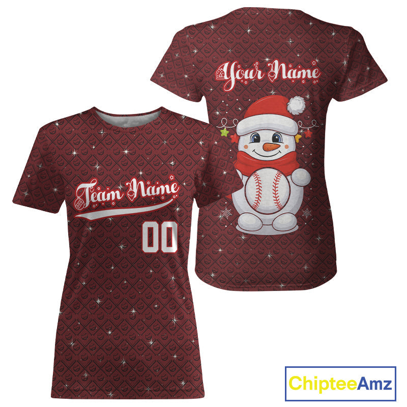 Custom Blue Snowman Christmas Baseball T-Shirt Outfits Xmas Baseball Jerseys