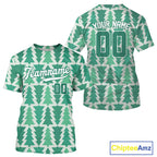 Custom Green Xmas Tree Christmas Baseball T-Shirt Christmas Baseball Jersey