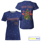 Custom Blue And Pink Flamingo Xmas Baseball T-Shirt Outfit Christmas Baseball Gifts