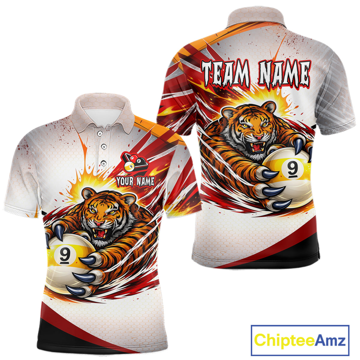 Red Thunders Tiger Claws Pool 8 Ball Billiard Shirt Personalized Billiard Team Jerseys