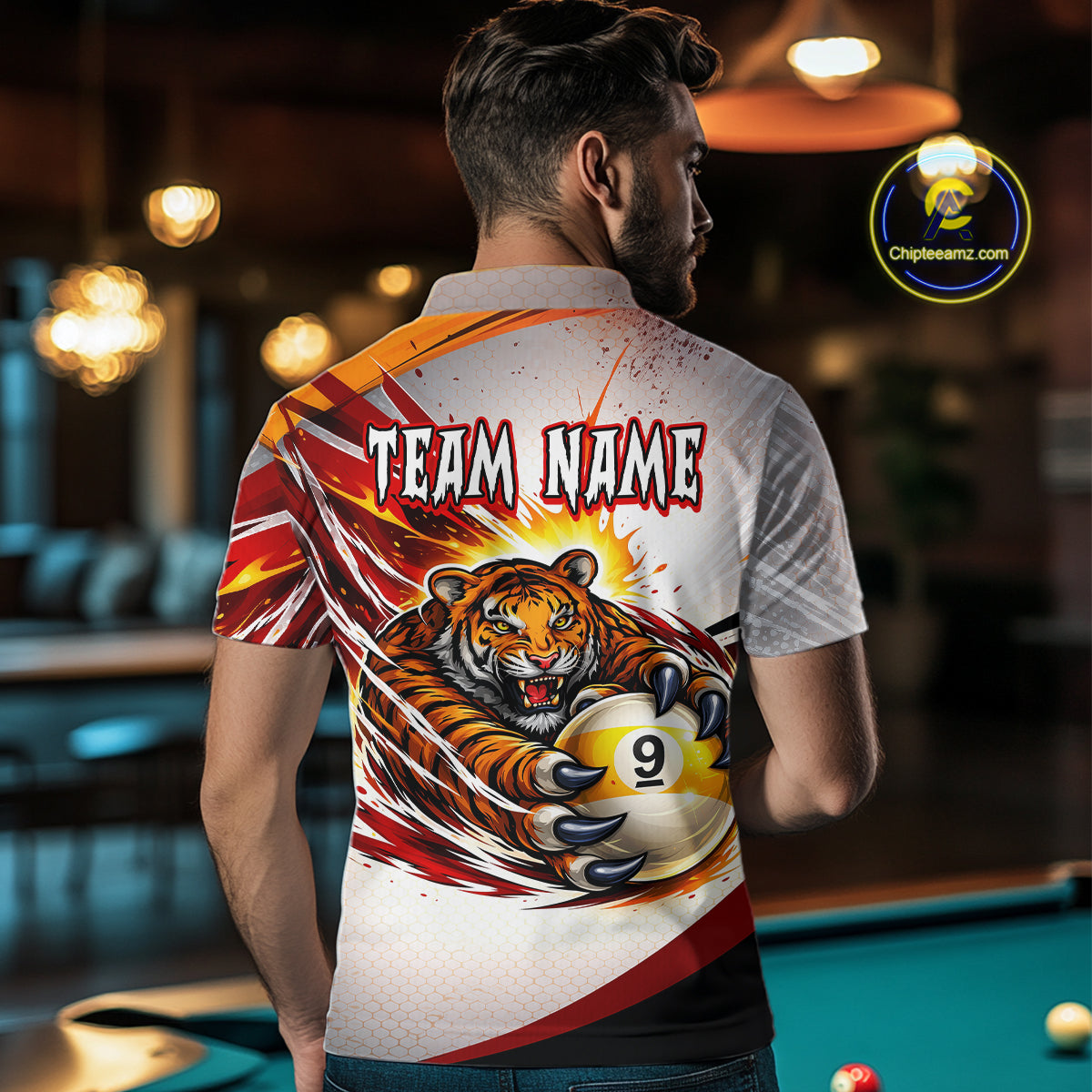 Red Thunders Tiger Claws Pool 8 Ball Billiard Shirt Personalized Billiard Team Jerseys