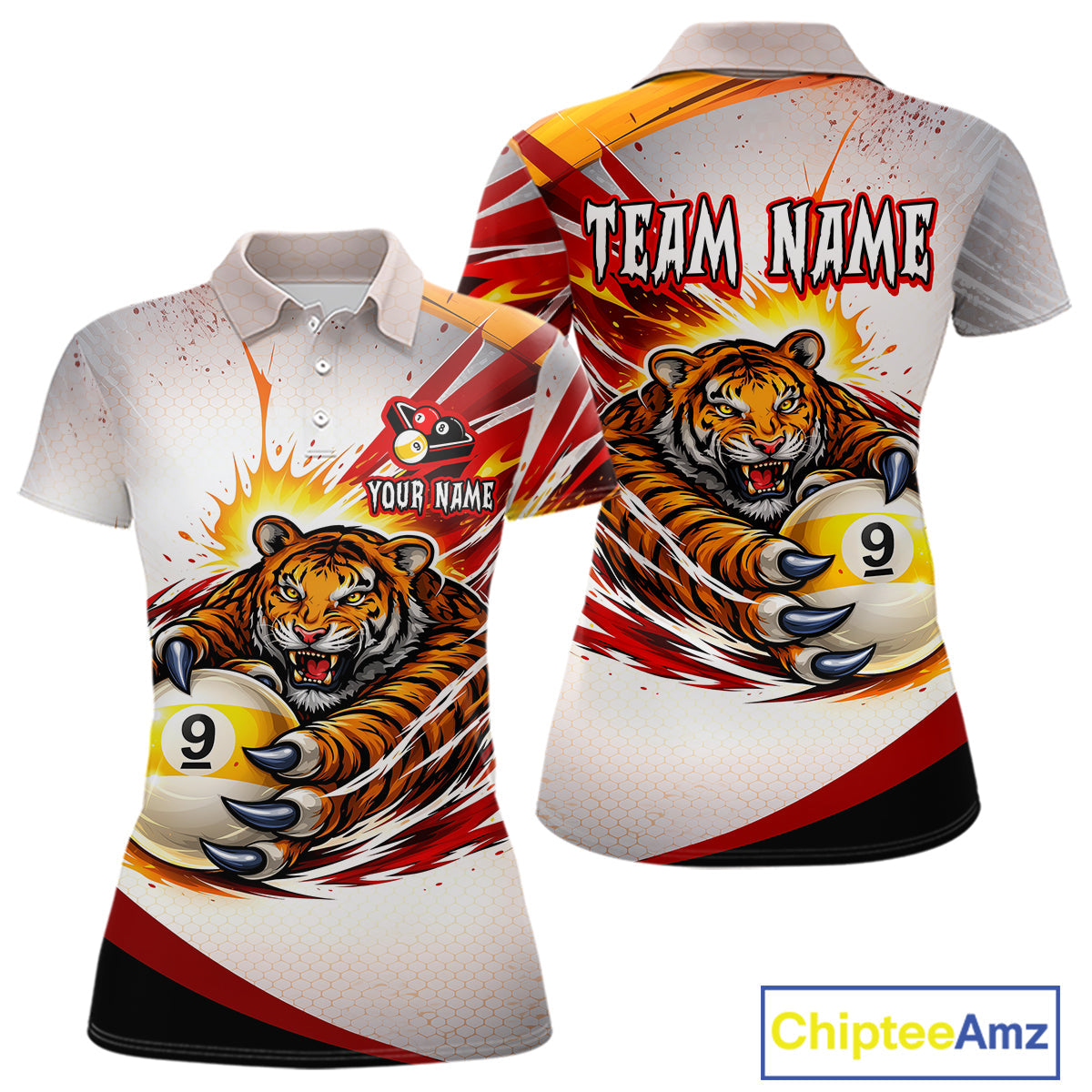 Red Thunders Tiger Claws Pool 8 Ball Billiard Shirt Personalized Billiard Team Jerseys