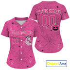 Custom Ribbon Pink Boo Halloween Baseball Shirt Funny Baseball Jerseys