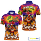 Funny Colorful Rooster Bowling Jerseys Custom Summer Bowling Shirt Team Attire