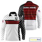 American Flag Golf Polo Shirt Custom Black And Red Patriotic Golf Team Shirt Golf Tops