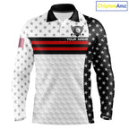 American Flag Golf Polo Shirt Custom Black And Red Patriotic Golf Team Shirt Golf Tops