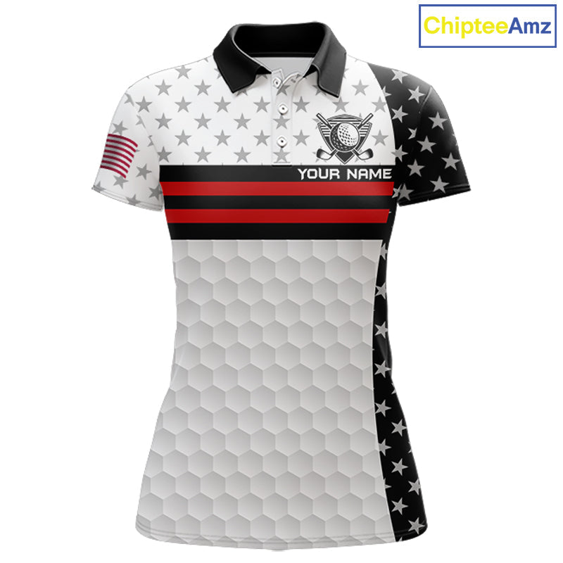 American Flag Golf Polo Shirt Custom Black And Red Patriotic Golf Team Shirt Golf Tops
