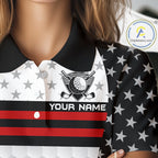 American Flag Golf Polo Shirt Custom Black And Red Patriotic Golf Team Shirt Golf Tops