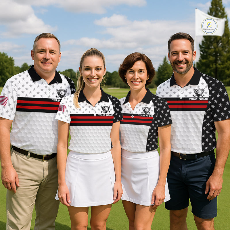 American Flag Golf Polo Shirt Custom Black And Red Patriotic Golf Team Shirt Golf Tops