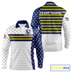 American Flag Golf Polo Shirt Custom Yellow And Blue Patriotic Golf Team Shirt Golf Tops