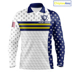 American Flag Golf Polo Shirt Custom Yellow And Blue Patriotic Golf Team Shirt Golf Tops
