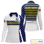 American Flag Golf Polo Shirt Custom Yellow And Blue Patriotic Golf Team Shirt Golf Tops