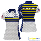 American Flag Golf Polo Shirt Custom Yellow And Blue Patriotic Golf Team Shirt Golf Tops