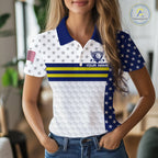 American Flag Golf Polo Shirt Custom Yellow And Blue Patriotic Golf Team Shirt Golf Tops