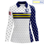 American Flag Golf Polo Shirt Custom Yellow And Blue Patriotic Golf Team Shirt Golf Tops