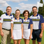 American Flag Golf Polo Shirt Custom Yellow And Blue Patriotic Golf Team Shirt Golf Tops