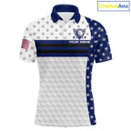 American Flag Golf Polo Shirt Custom Black And Blue Patriotic Golf Team Shirt Golf Tops