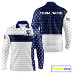 American Flag Golf Polo Shirt Custom Black And Blue Patriotic Golf Team Shirt Golf Tops