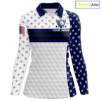 American Flag Golf Polo Shirt Custom Black And Blue Patriotic Golf Team Shirt Golf Tops