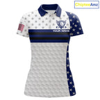 American Flag Golf Polo Shirt Custom Black And Blue Patriotic Golf Team Shirt Golf Tops
