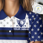 American Flag Golf Polo Shirt Custom Black And Blue Patriotic Golf Team Shirt Golf Tops