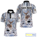 Personalized Winter Deer Bowling Polo 1/4-Zip Custom Deer Bowling Team Apparel